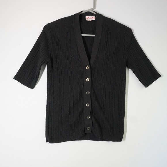 Bradley Sweaters - Vintage Bradley Ribbed‎ Knit Cardigan Sweater Women's Short Sleeve Buttons